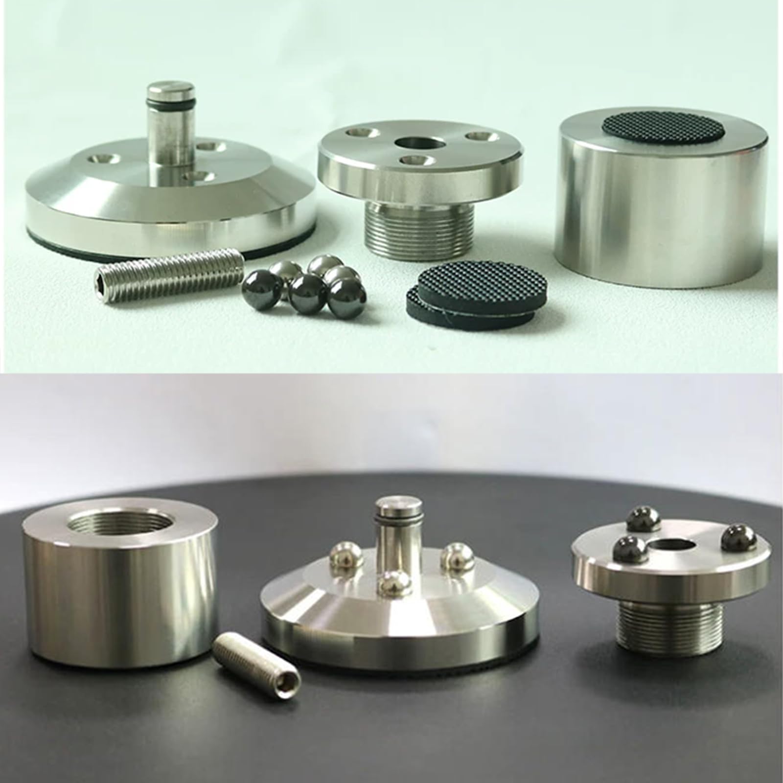 Piedini isolanti per altoparlanti, cuscinetti antivibrazione in acciaio inox con tappetino in gomma per dispositivi HiFi, amplificatori, giradischi e subwoofer