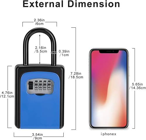 Miniatura 3 de Caja de bloqueo de almacenamiento para llaves, caja de bloqueo de combinación con código, caja de seguridad portátil para llaves, perilla de puerta