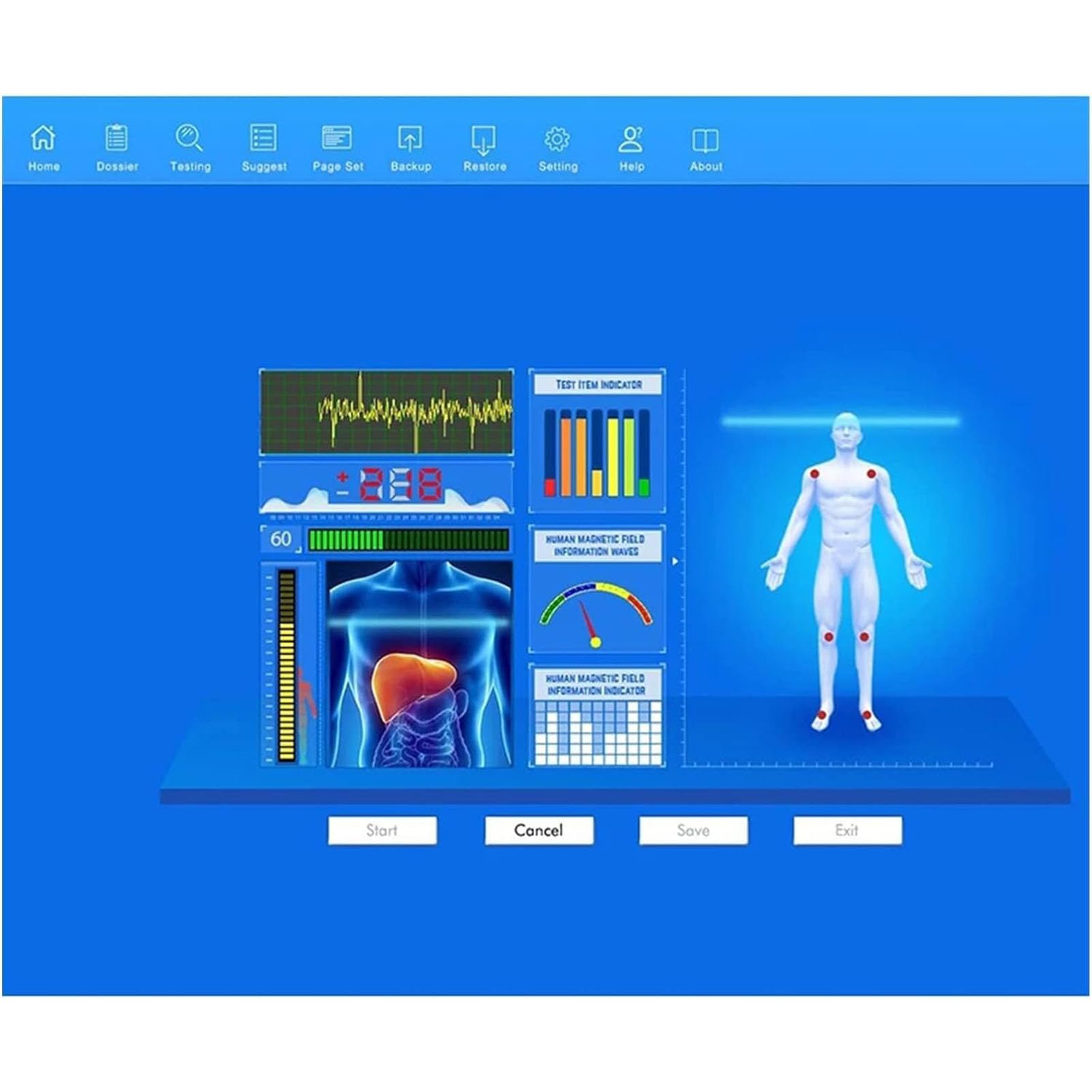 Analizzatore Magnetico A Risonanza Quantistica, Scanner Sanitario Multifunzionale Subhealth con Analisi Dinamica 3D, Dispositivo Tocco Manuale Tipi Analizzatore Professionale, 54 Rapporti