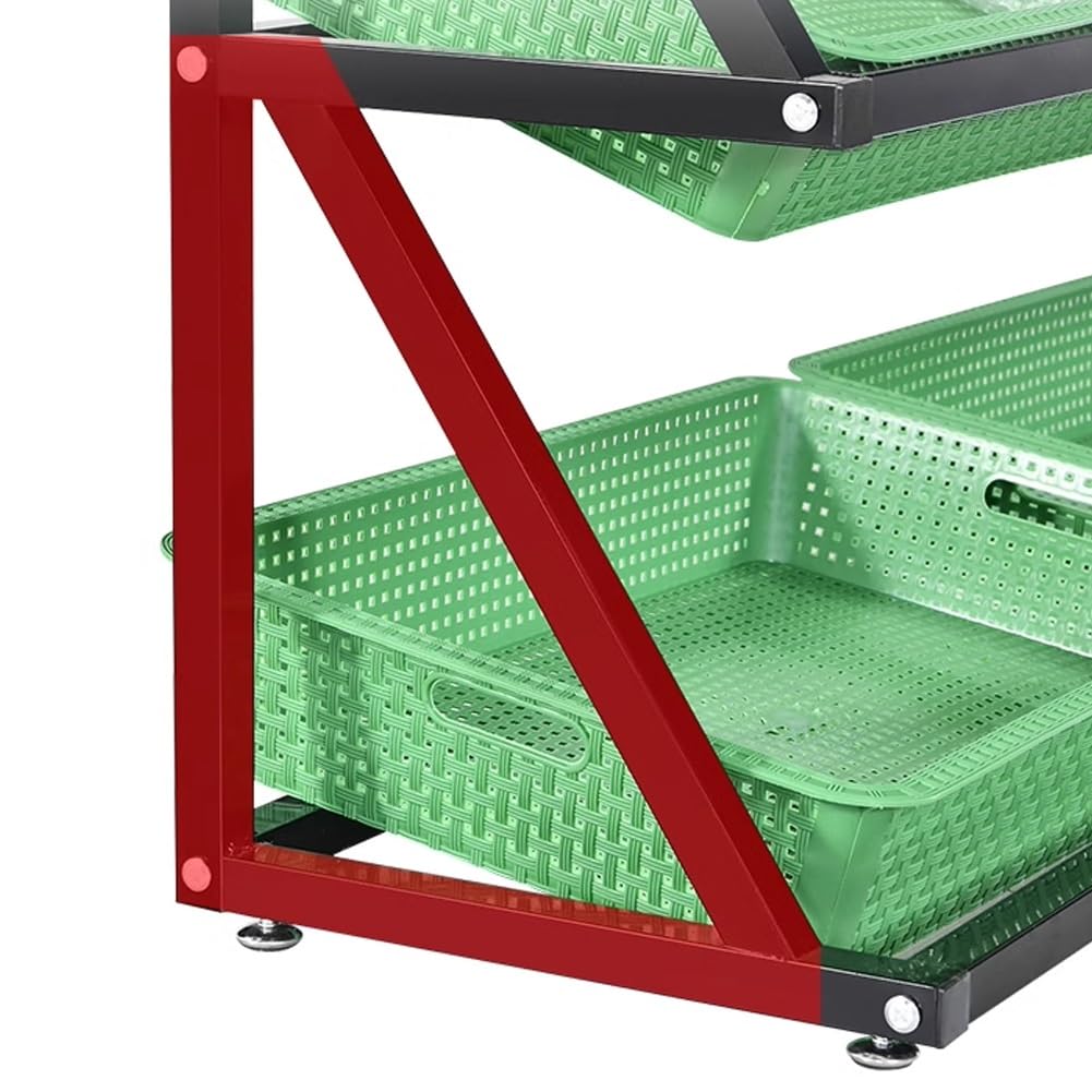 4/5 Stufe Küchenregal Obst Gemüse Organisationsständer Convenience Store Display Stand Korbregal für den Einzelhandel für Zwiebel Kartoffel(Brown,5 Frame)