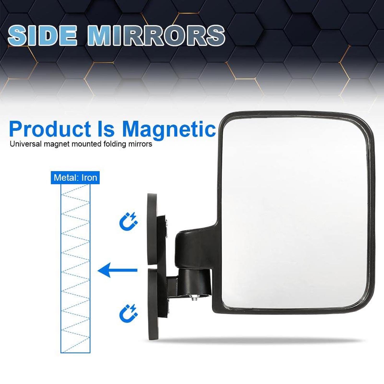 Espejos magnéticos para tractores, Espejo retrovisor universal para tractores, Espejo retrovisor magnético ajustable en ángulo y posición para tractores, bulldozers