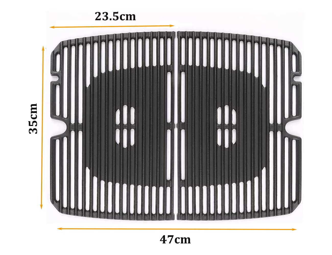GFTIME 35 x 23.5CM Gusseisen Grillrost für Burnhard Wayne Tragbarer 2 Brenner, Burnhard Gasgrill Wayne zubehör massives Gussrost, 2 Stück