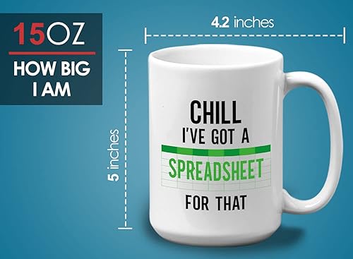 Miniatura 6 de Bubble Hugs Taza de café de contador de 15 onzas, color blanco - Chill I've Got a Spreadsheet for That - Trabajo Profesión Ocupación Número de