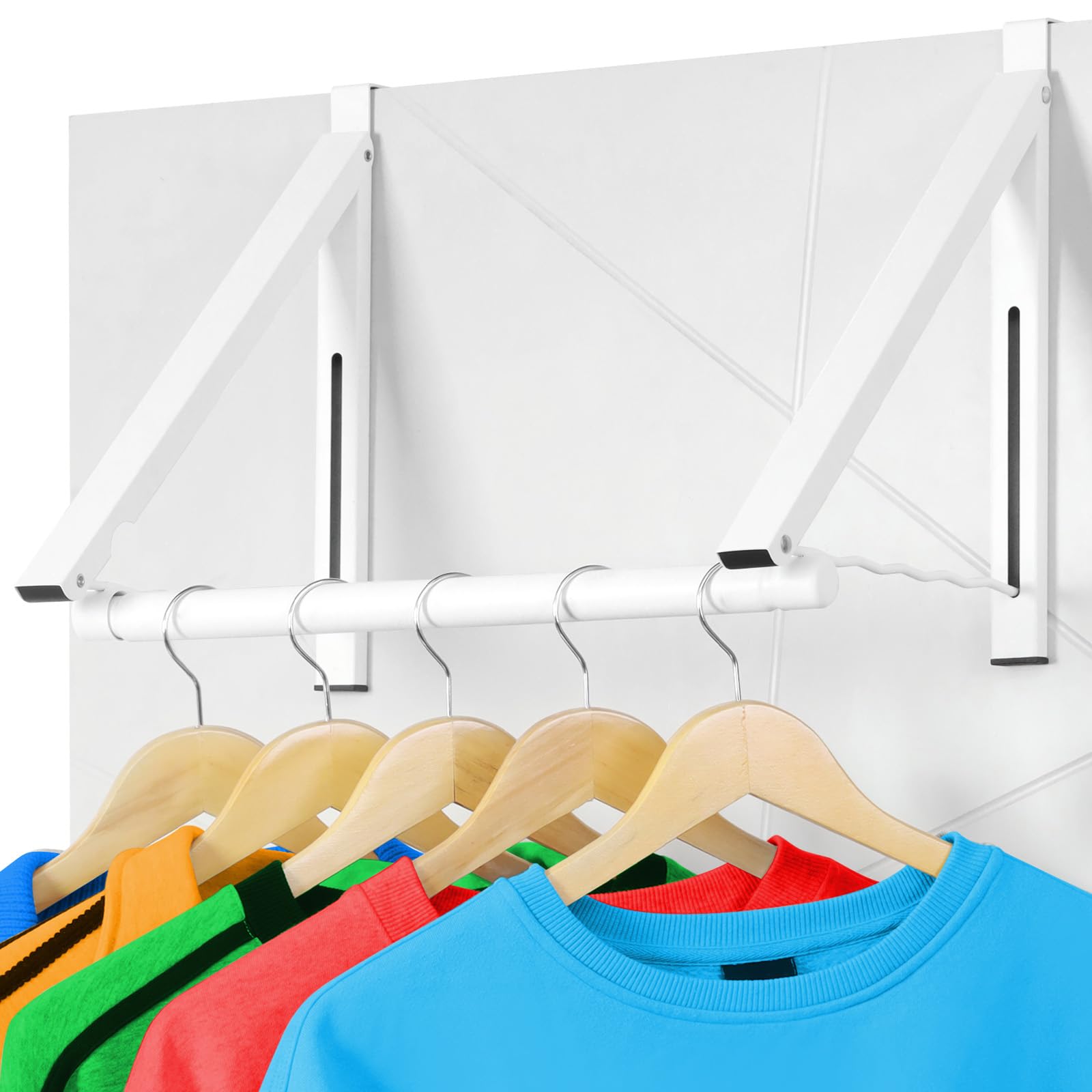 Foldable Over The Door Hanger - Space-Saving Drying Rack for Coats Clothing Small Clothes Organizer White