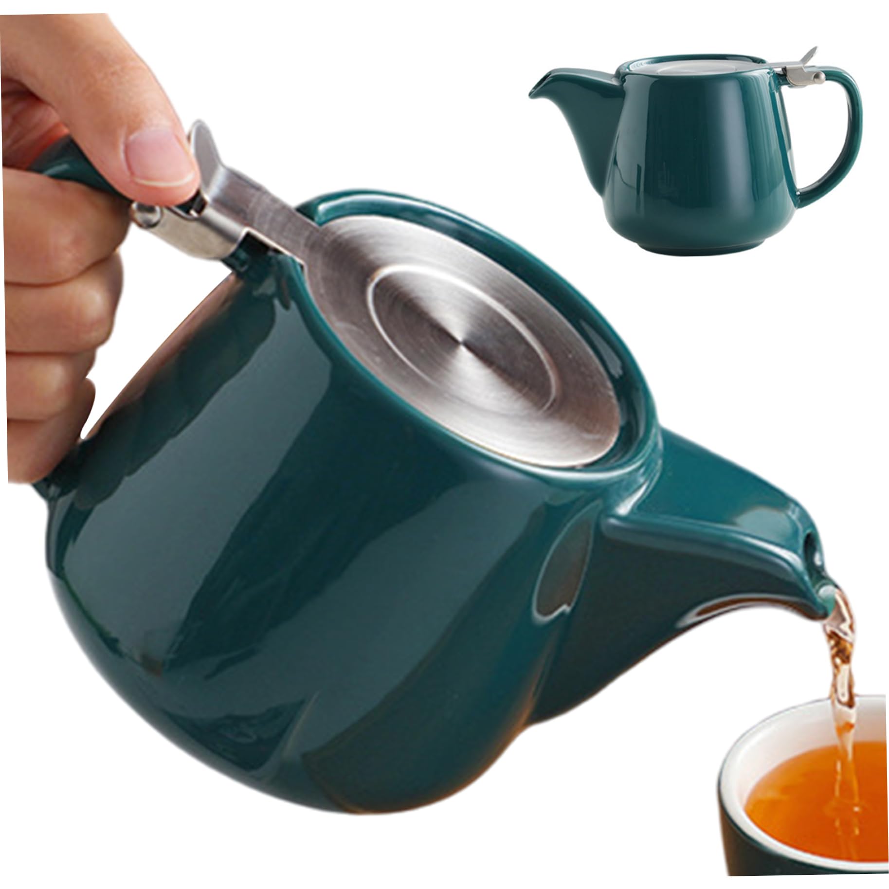 Tetera Infusor de té con infusor Tetera de cerámica de gran capacidad de 580 ml con tapa y mango para preparar té de hierbas y hojas sueltas