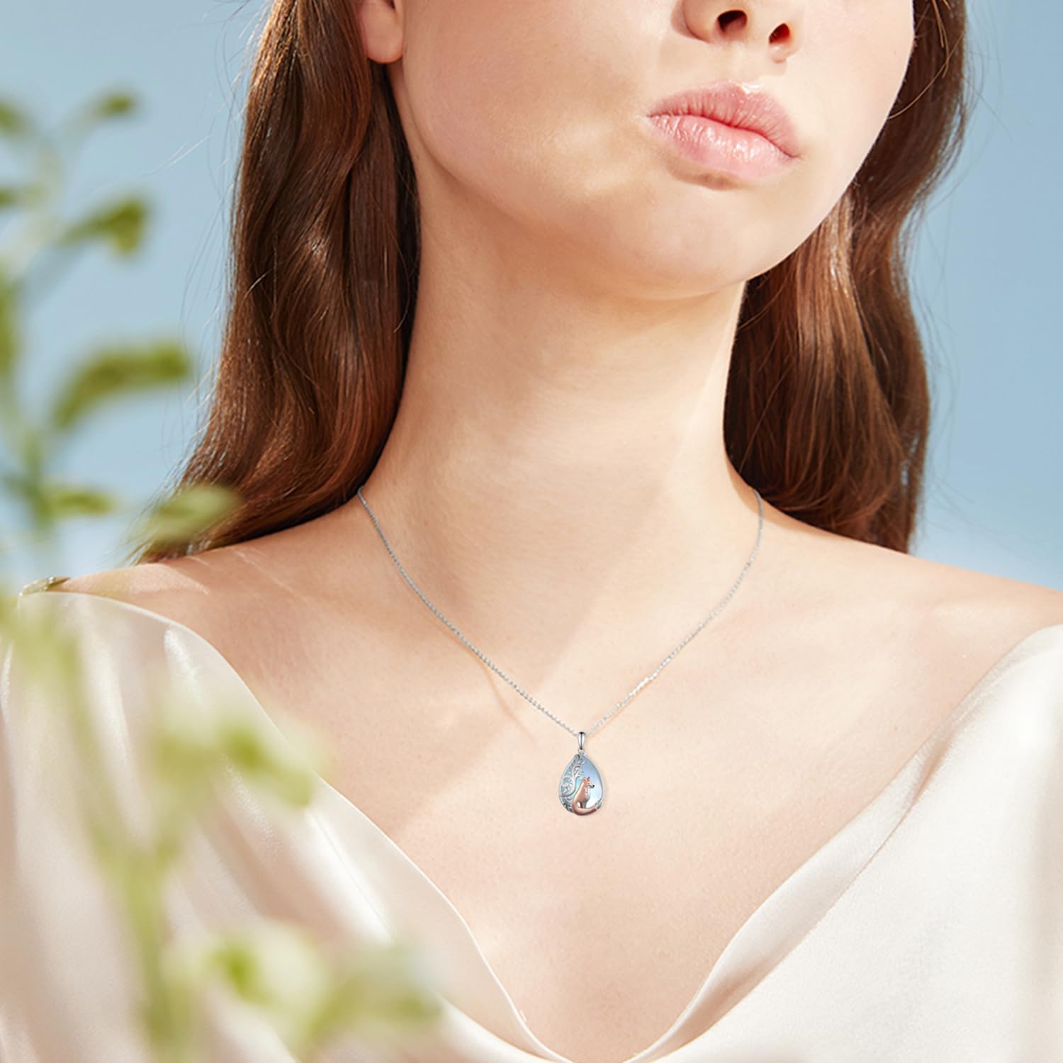 Fox Necklace 925 Sterling Silver Fox Moonstone Necklace Moonstone Jewelry Gifts for Women Fox Lovers - Image 5