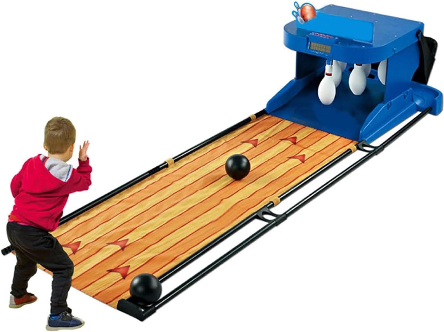 Electronic Bowling Alley Game, Bowling Set Kids,Indoor Bowling Ball Sports Game Console with LED Scoreboard Automatic Reset, Lighting & Simulation Sound 2m