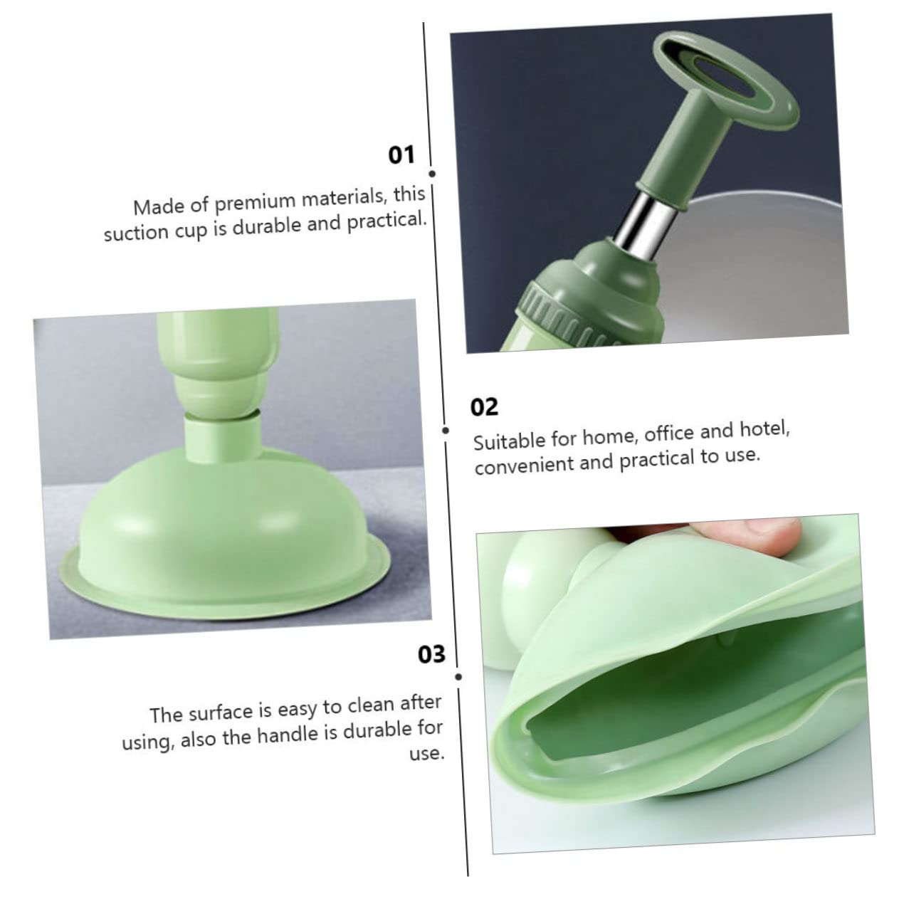 TOPBATHY Stura Water a Pressione per WC, Stantuffo per Bagno e Hotel, 2 Pezzi in PVC e Acciaio Inox, Facile da Pulire, Rimuove Ostruzioni