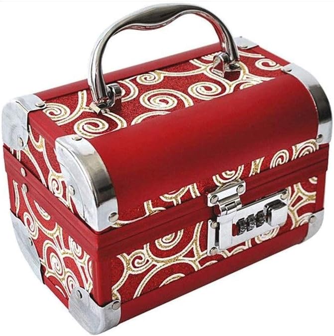 Portable Mini Makeup Train Case Professional Cosmetic Box with Mirror Adjustable Dividers