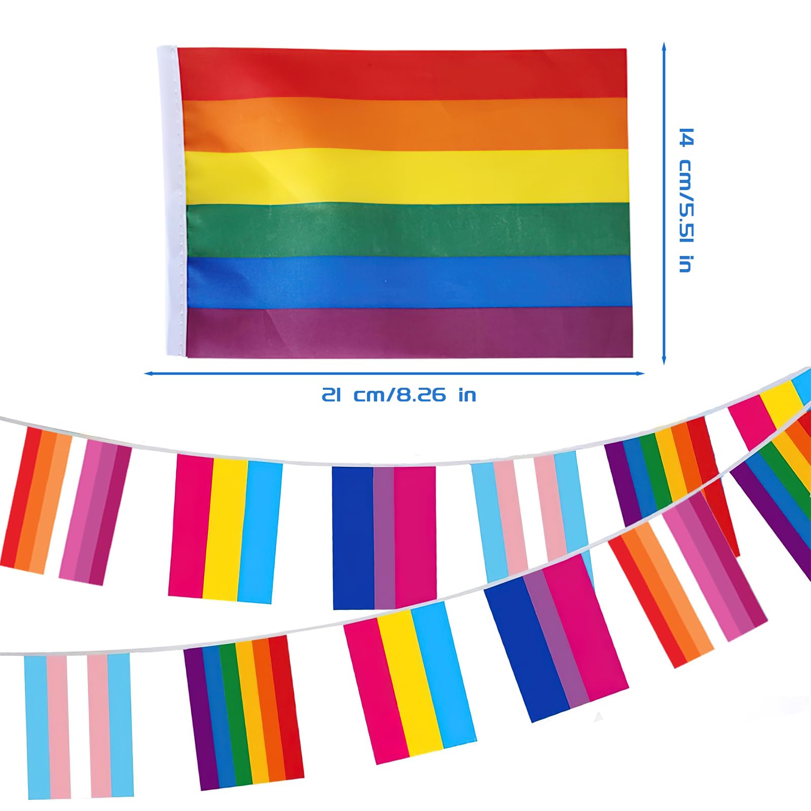 100pcs Mini Rainbow Pride Gay Stick Bandiera Piccola Mano Sventolando LGBT Bandiera Arcobaleno Banner Su Bastoni Palmare Desktop Colorato Decorazione Festival Accessori per Gay Pride Day Festival