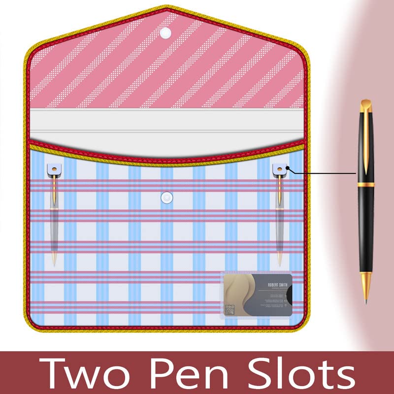 Image of FEDUS Documents Holder Envelope Folder, Stylist Printed File Storage Bag with Snap Button Transparent Plastic File for documents Certificate File Document Folder for Certificate RED
