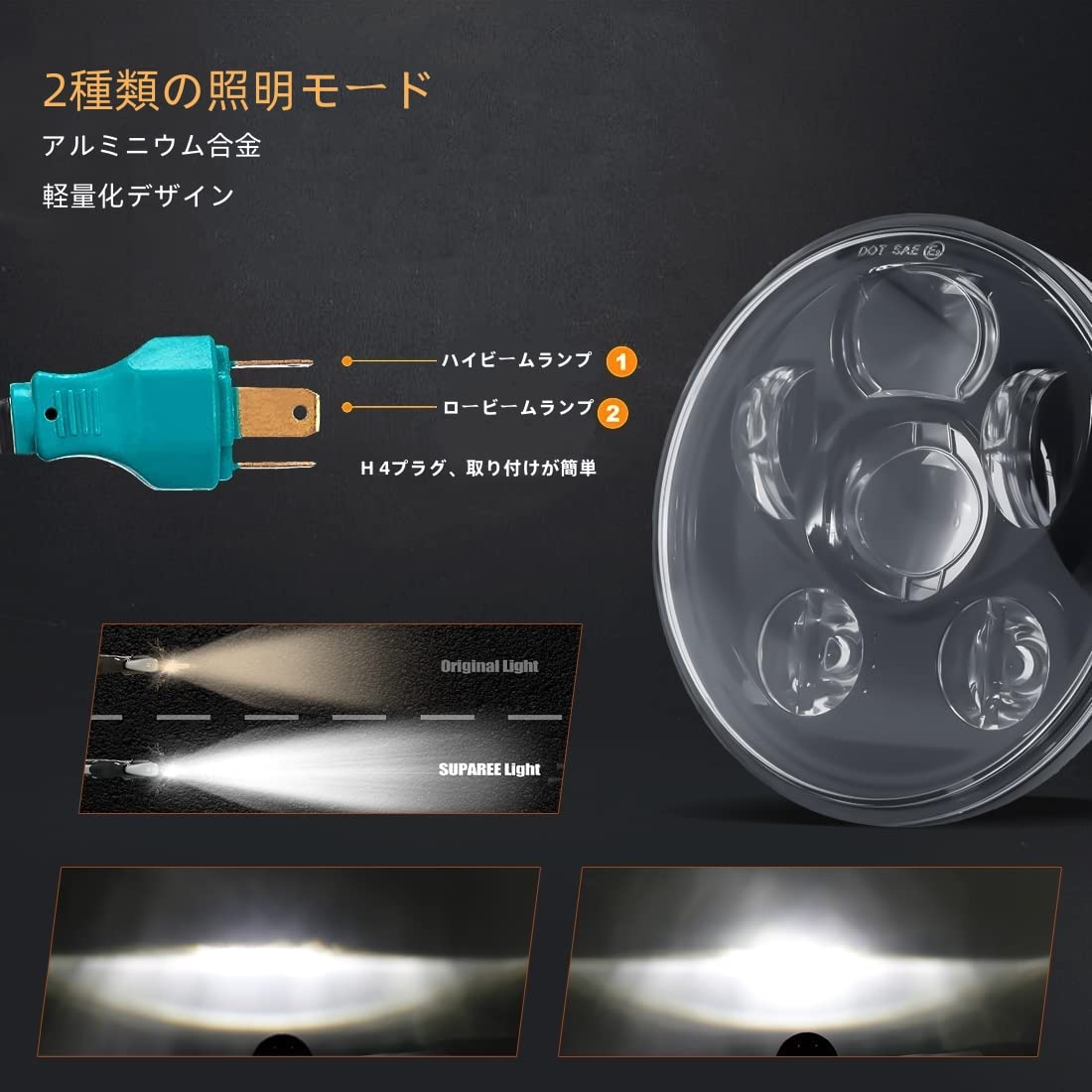 Amazon | SKTYANTS 5.75 ヘッドライト Hi/Lo切り替え 車検対応 IP67
