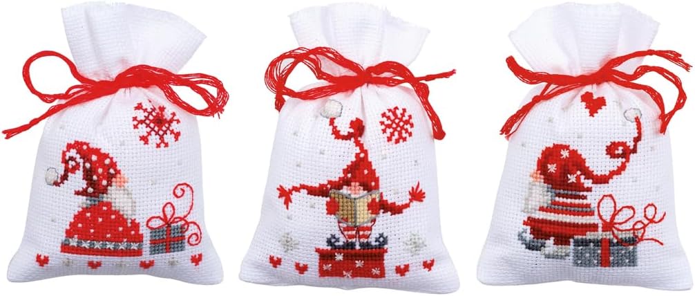 Vervaco Bag kit Christmas Gnomes Set of 3, 4,8 inch