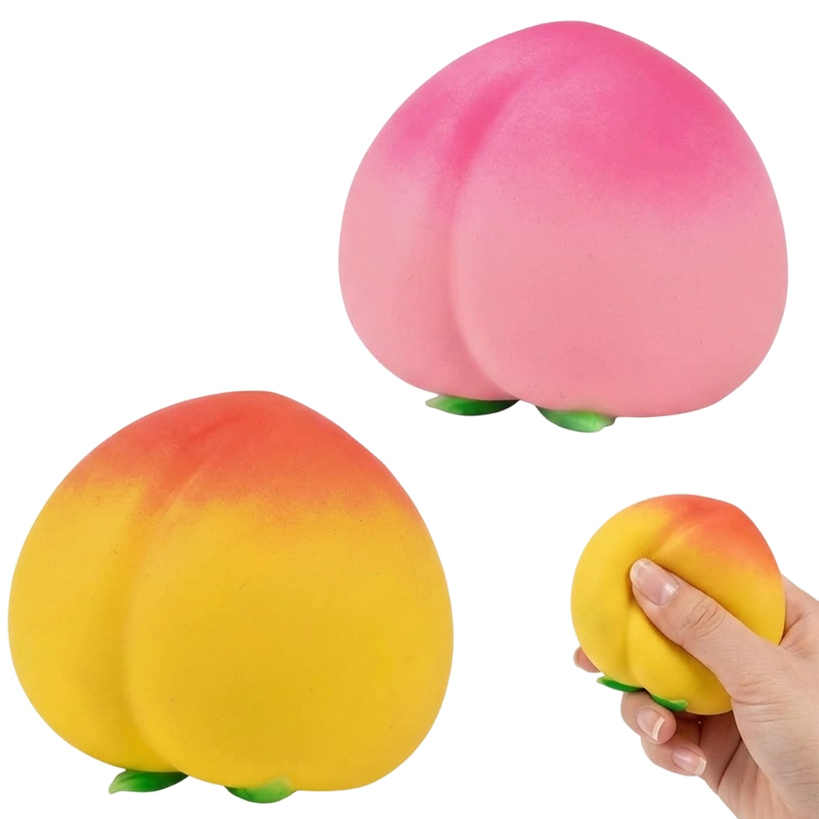 2 PCS Peach Squishy, Jumbo Squishies, Squishy, Slow Rising Squishies in Pink and Yellow Colours