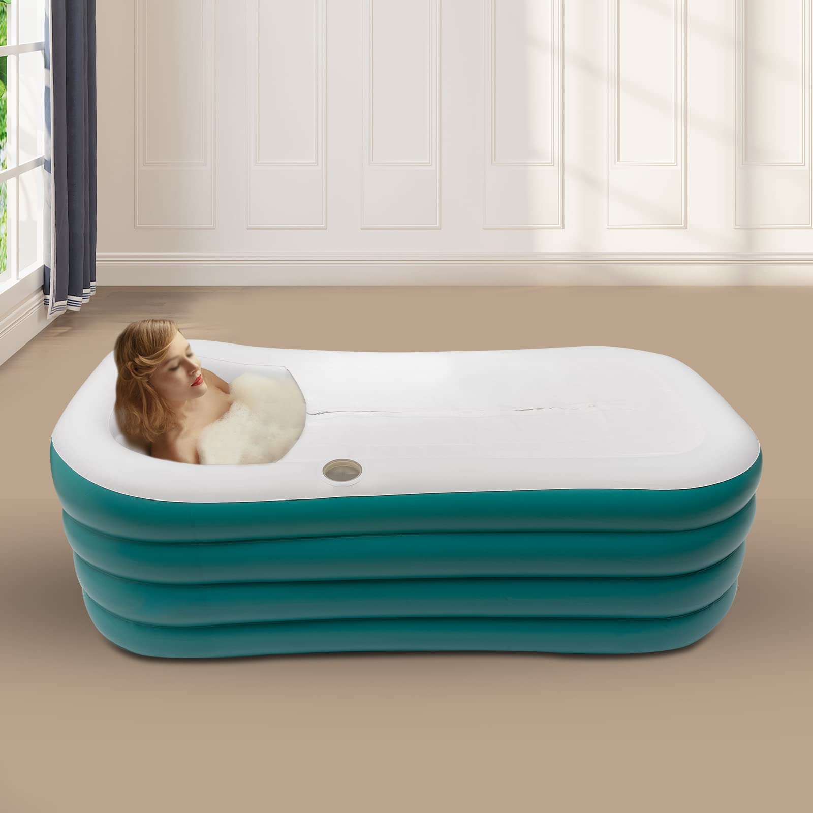 Baignoire mobile gonflable - 156 x 84 x 52 cm - Pliable - Avec pompe électrique - Pour douche, salle de bain, balcon et arrière-cour