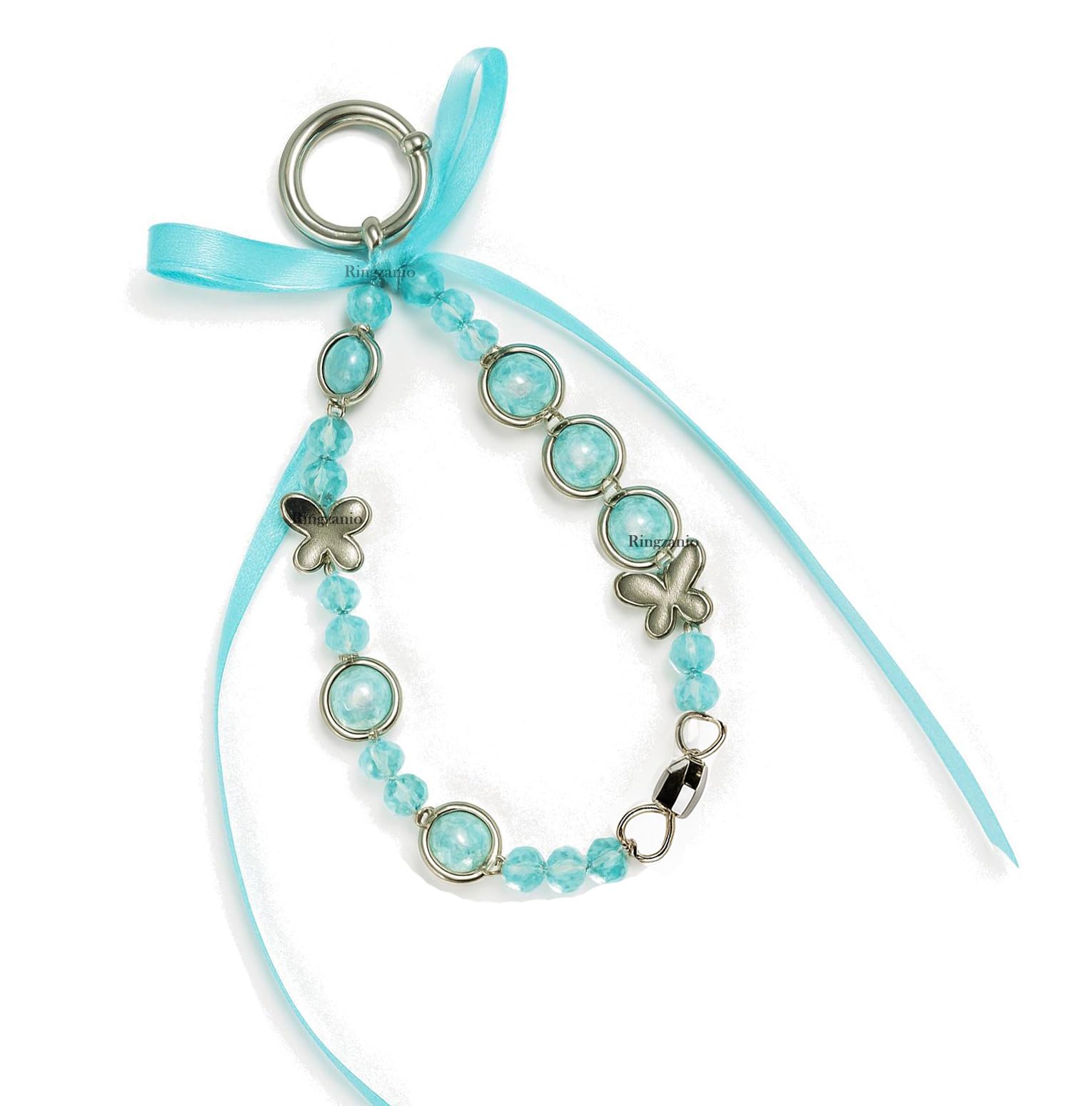 Ringzanio Phone Charm | Phone Strap | Crystal Moti Butterfly Charm With Ribbon | Phone Charms | Detachable Phone Wrist Strap, Hands-Free Keychain Phone Accessories for Women Girls-image-37