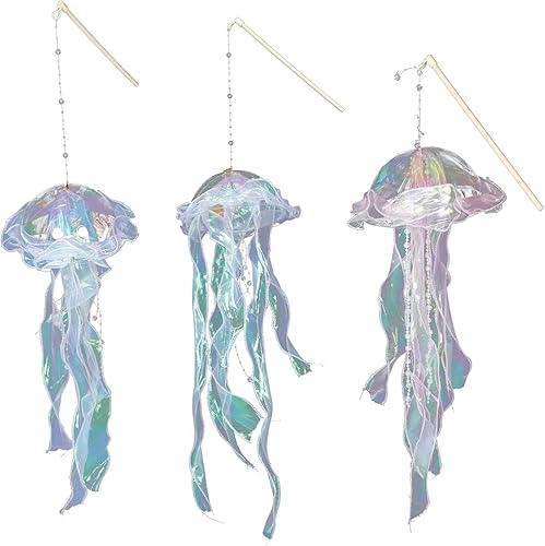 Farol de medusas, medusas iridiscentes con purpurina bajo el mar, decoración de fiesta, centro de mesa, decoración colgante para el océano,