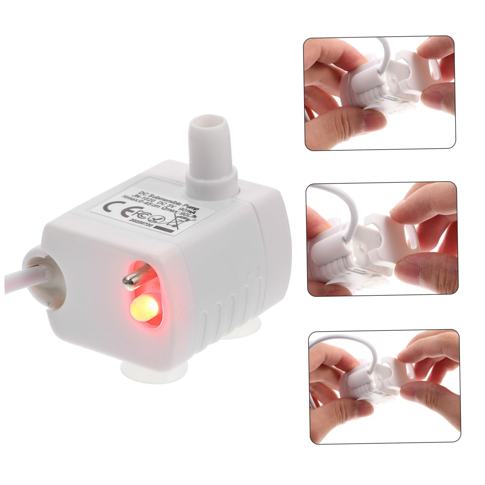 ORFOFE Bomba De Fuente para Mascotas Sumergible De 5v 1a Luz Led Antifunción Seco, Mini Bomba De Agua Ajustable para Bebedero De Gatos, Repuesto para Dispensador De Agua Doméstico