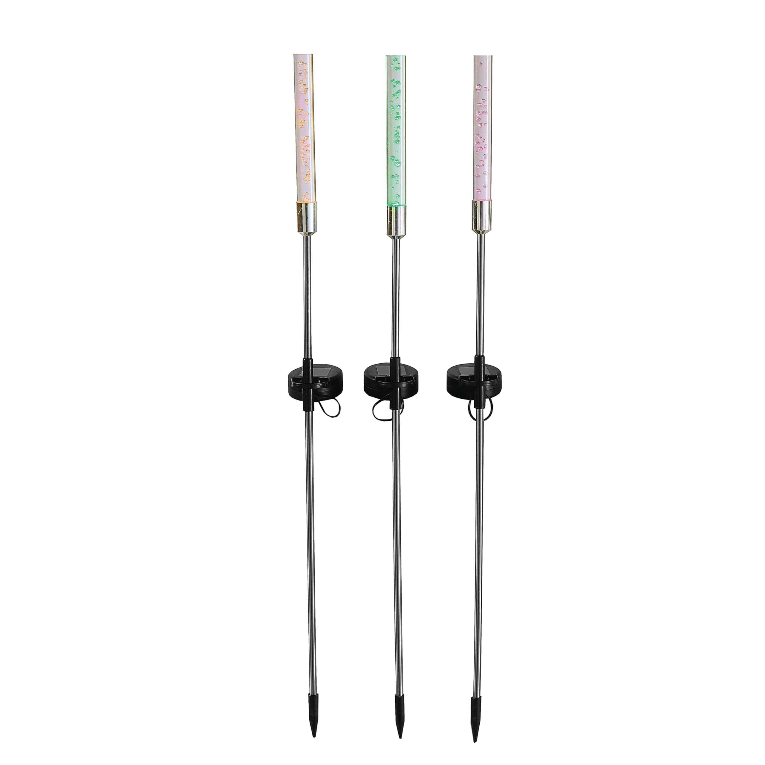 Coopers of Stortford - Set of 3 Solar Bubble Stake Lights with Colour Changing LEDs - Solar Powered Garden Pathway Lights