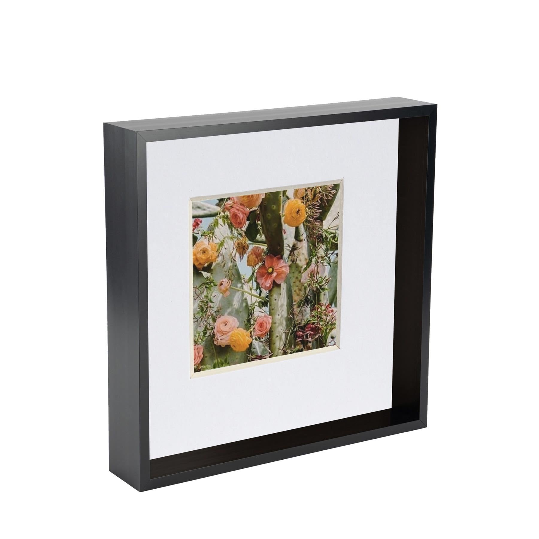 Nicola Spring Black 10 X 10 3D Shadow Deep Box Photo Frame - Craft Display Picture Frame With 6 X 6 Mount