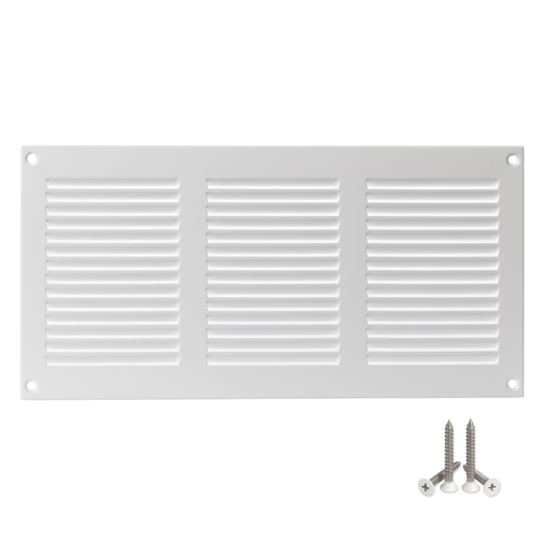 Lirast White 300X150mm Vent Cover - 12X6 Inch Wall Vent Cover With Insect Mesh - Ceiling Soffit Vents - External Vent Cover - Metal Ventilation Grilles - Air Vent Covers For Walls