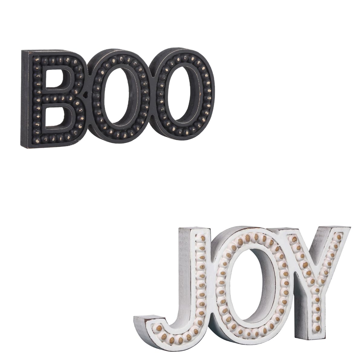 BAYSBAI Halloween Boo Sign Bundle with Joy Sign Beaded