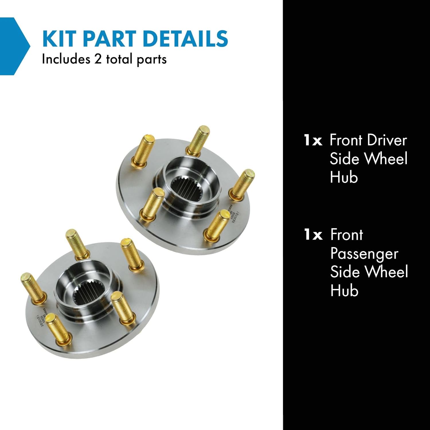 TRQ Front Wheel Hub Driver Left Side & Passenger Right Side 2 Piece Set for 01 Chrysler PT Cruiser 02 PT Cruiser w/ 33mm Wide Bearing 00-01 Dodge Neon 02 Neon w/33mm Wide Bearing 00-01 Plymouth Neon