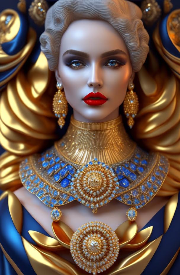 Affiches sur toile de salon et art mural Blues and Golds Red Lipscameo