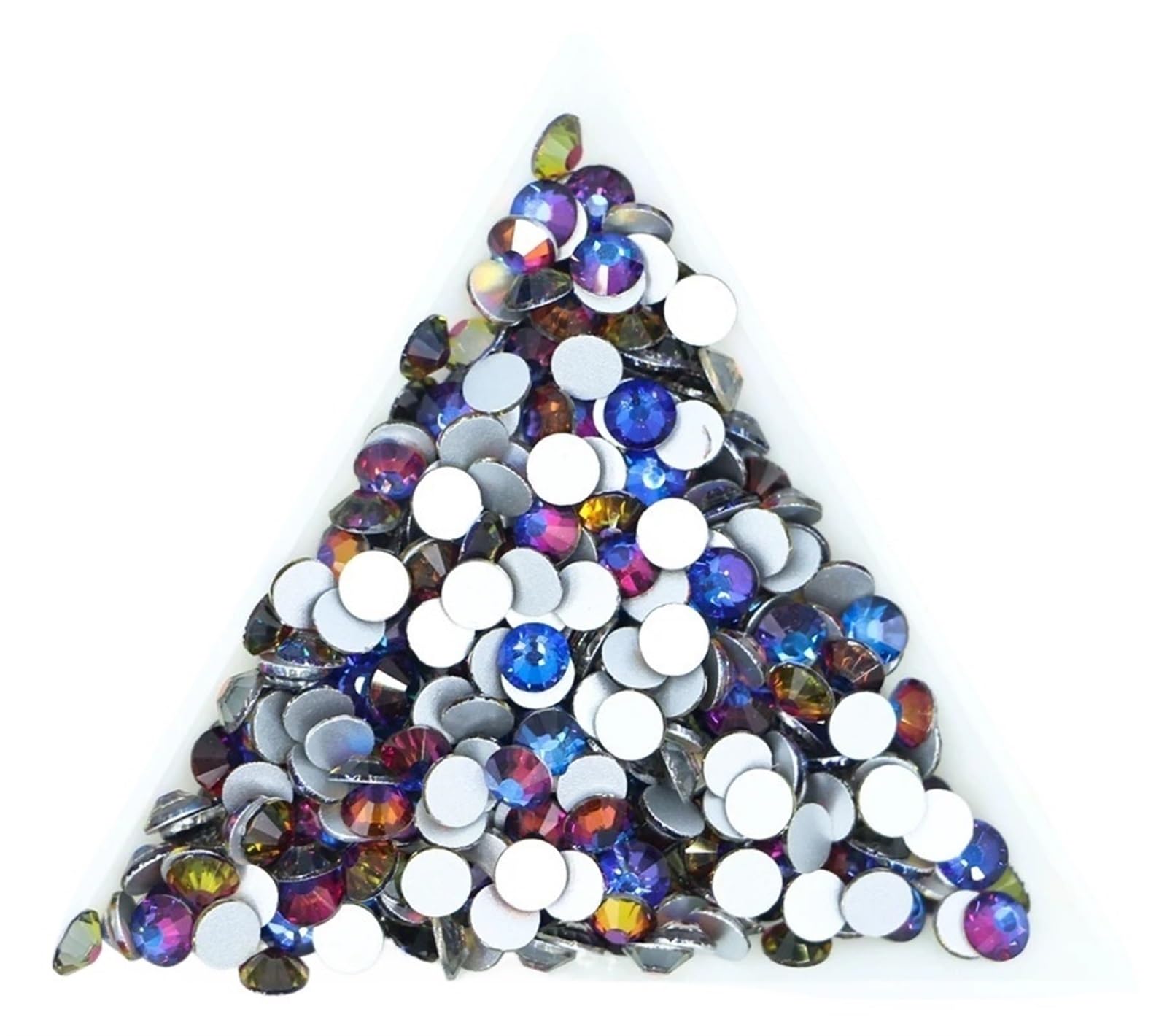 Wiertarka do paznokci Szklane kryształki Kryształowe szklane, płaskie, niemocowane kryształki do zdobienia paznokci, wielokolorowe, różne rozmiary(Blue Red Volcano,Mix sizes 5gram)