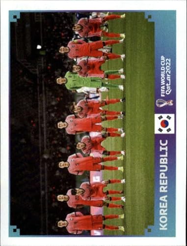 2022 Panini World Cup Soccer Sticker #KOR1 Team Photo Korea Republic Group H Official Qatar WC Album Sticker in Raw (NM or Better) - Measuring 2