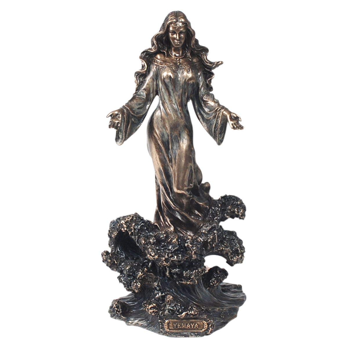 Figura Decorativa Clásica, Diosa Africana Yemaya del Mar y la Fertilidad, Resina Efecto Bronce Antiguo, Escultura de Orisha Yemanyá, Mitologia Yoruba, 27 cm
