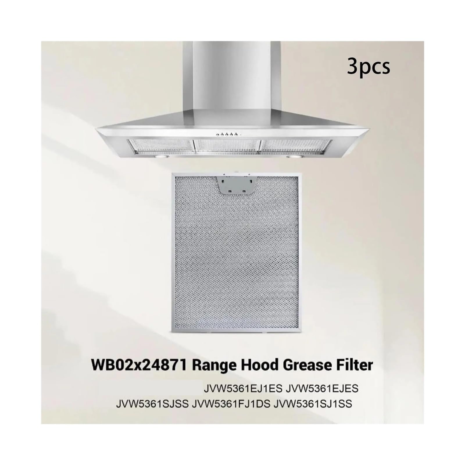 3 X Dunstabzugshauben-Fettfilter Aus Aluminium, Kompatibel Mit GE, JVW5361EJ1ES Mesh Kitchen Vent Gadget Ersatz-Dunstabzugshaubenfilter