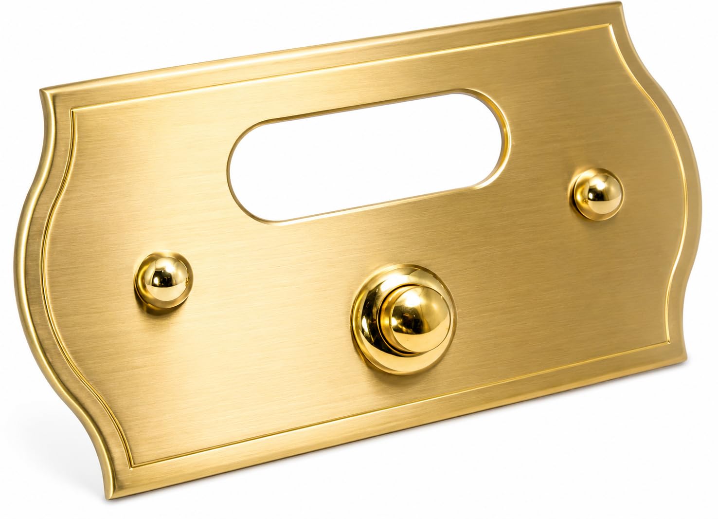 Neroni Mameli Campanello in Ottone Satinato per Esterno abitazione - Porta Ingresso Casa, con Pulsante Elettrico - Modello Aurelio - Made in Italy