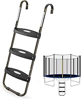 Vista 1 de HBTower Trampoline Ladder, Horizontal Wide Steps, Skid-Proof Steps Universal Hook, UV Treated Steel, 220Lbs Capacity Trampoline Stairs Accessories
