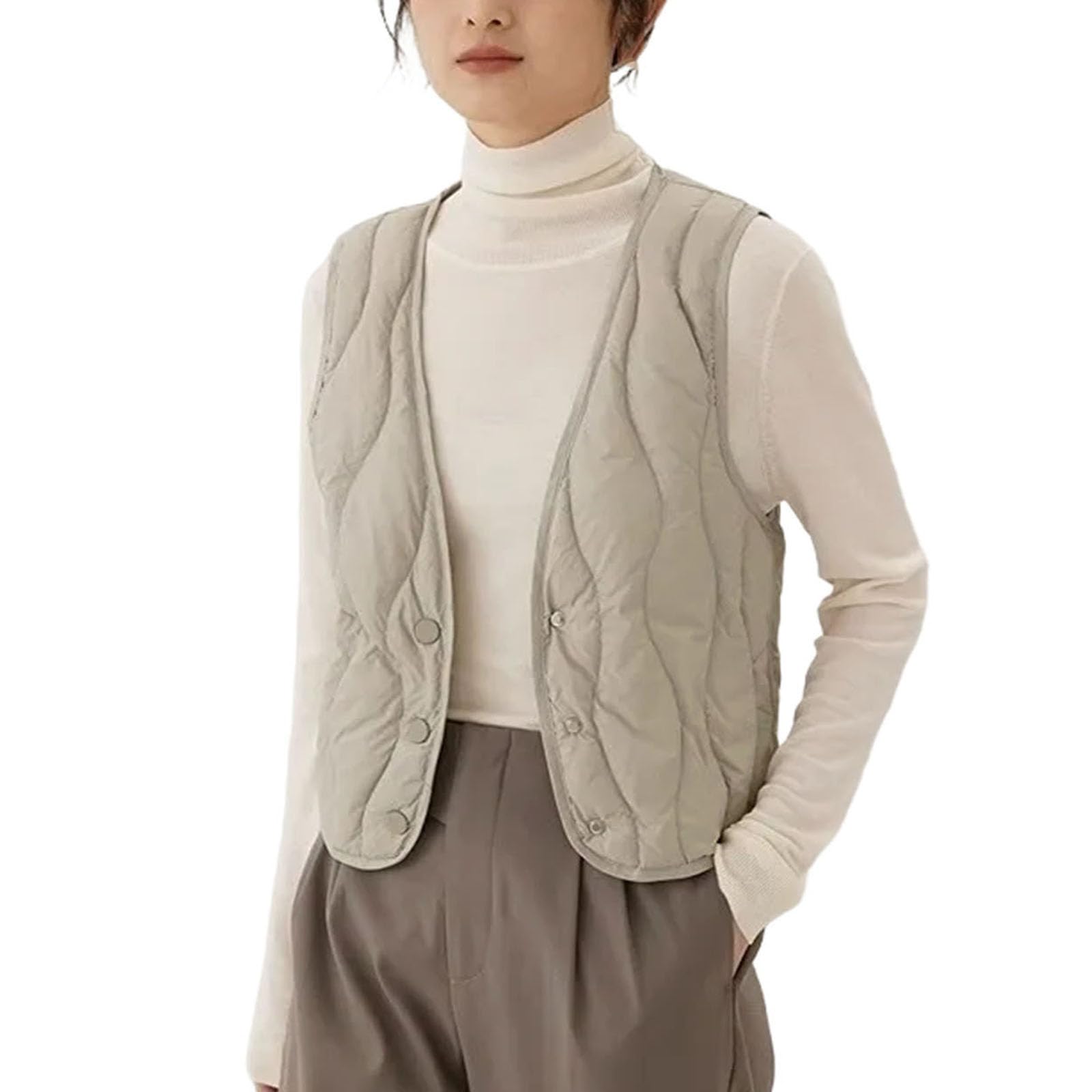Doudoune légère blanche femme sans manches style coréen en duvet de canard