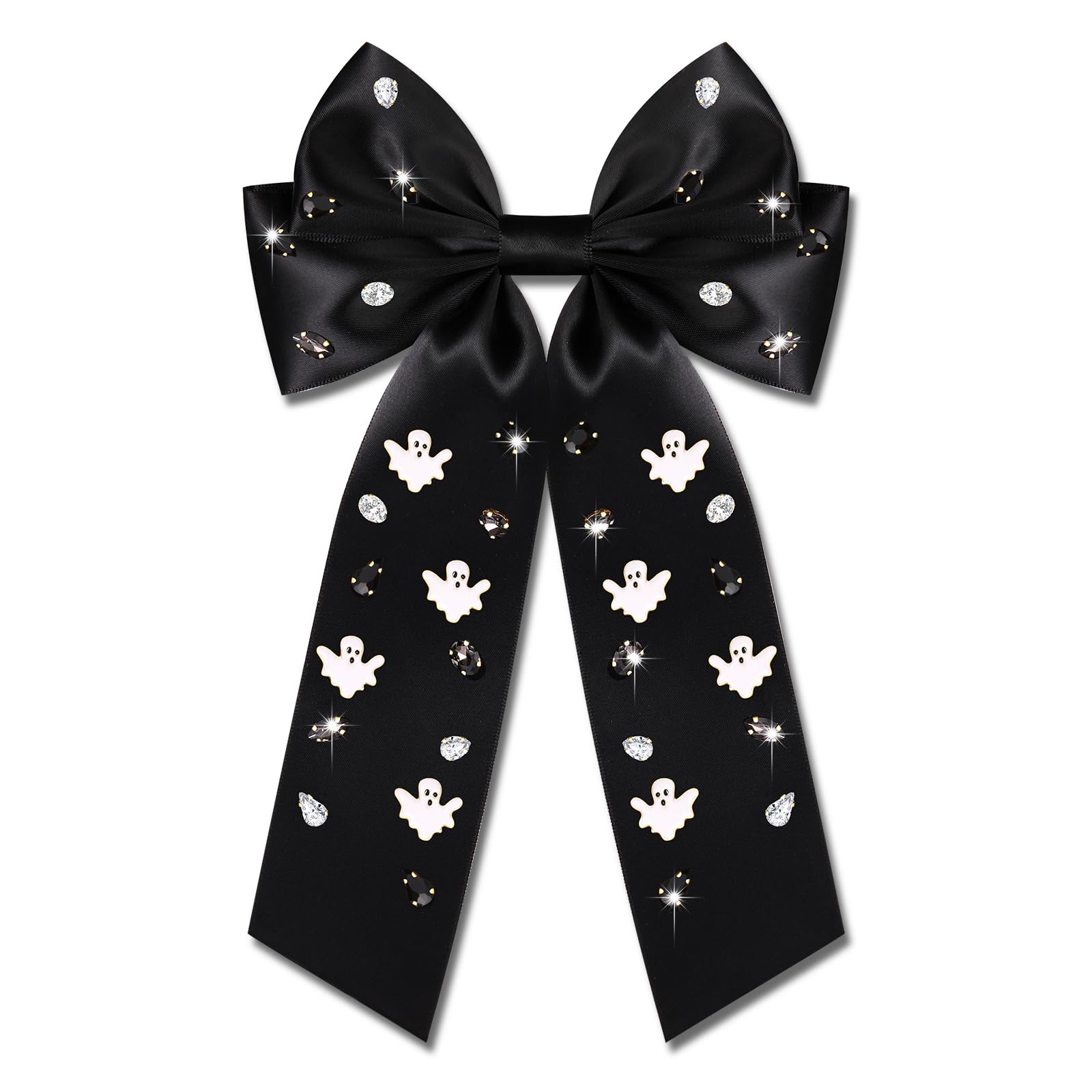Halloween Hair Bows for Women Ghost BOO Pumpkin Hair Bows Clips Jeweled Big Halloween Hair Ribbons Bows Barrettes Spooky Cheer Bows Holiday