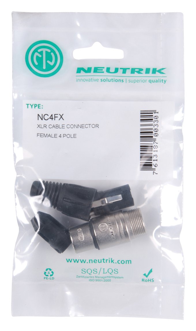 Neutrik NC4FX Female 4 Pin XLR Line Connector, Silver, Black, AMZN-Brief - Image 2