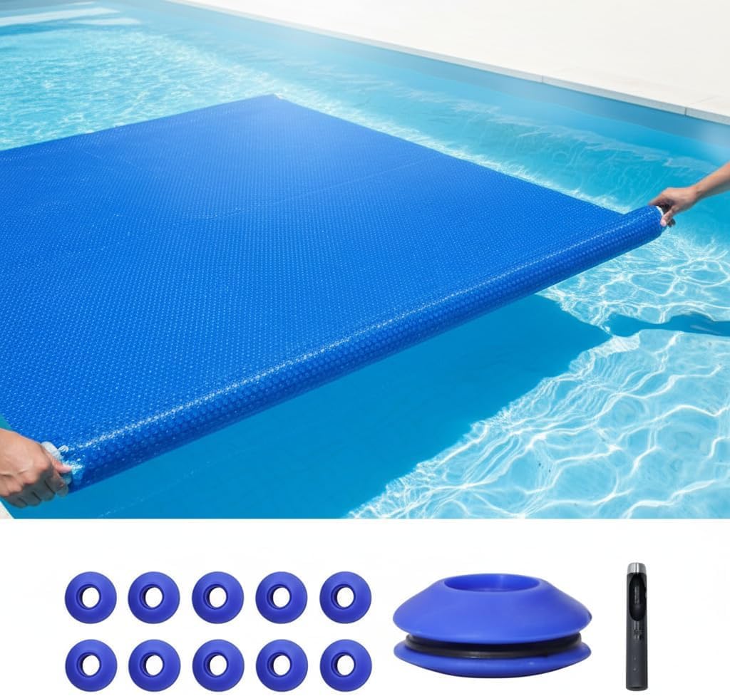 Mucola Solarfolie Pool rund Ø 366cm Blau mit Ösen – Poolabdeckung Solarplane 400μ Stärke | Wärmeisolierung Verdunstungsschutz, Schwimmbadfolie zuschneidbar für Aufstellpool Framepool