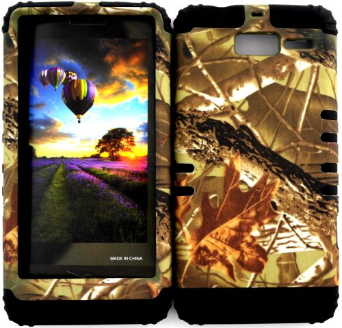 Hybrid Cover Bumper Case for Motorola Droid Razr M (XT907, 4G LTE, Verizon) Protector Mossy Camo Hunter Series Branch with Leaves Snap on + Black Silicone Hybrid Cover Bumper Case for Motorola Droid Razr M (XT907, 4G LTE, Verizon) Protector Mossy Camo Hunter Series Branch with Leaves Snap on + Black Silicone