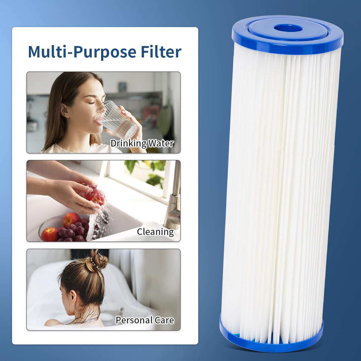 20" x 4.5" filtros sedimentarios plegables para agua de pozo compatible con ECP5-BB, AP810-2, HDC3001, SPC-45-1005, CP5-BB, ECP1-20BB, S1-20BB, S1-20BB, R30-20BB, R30-20BB,2 unidades