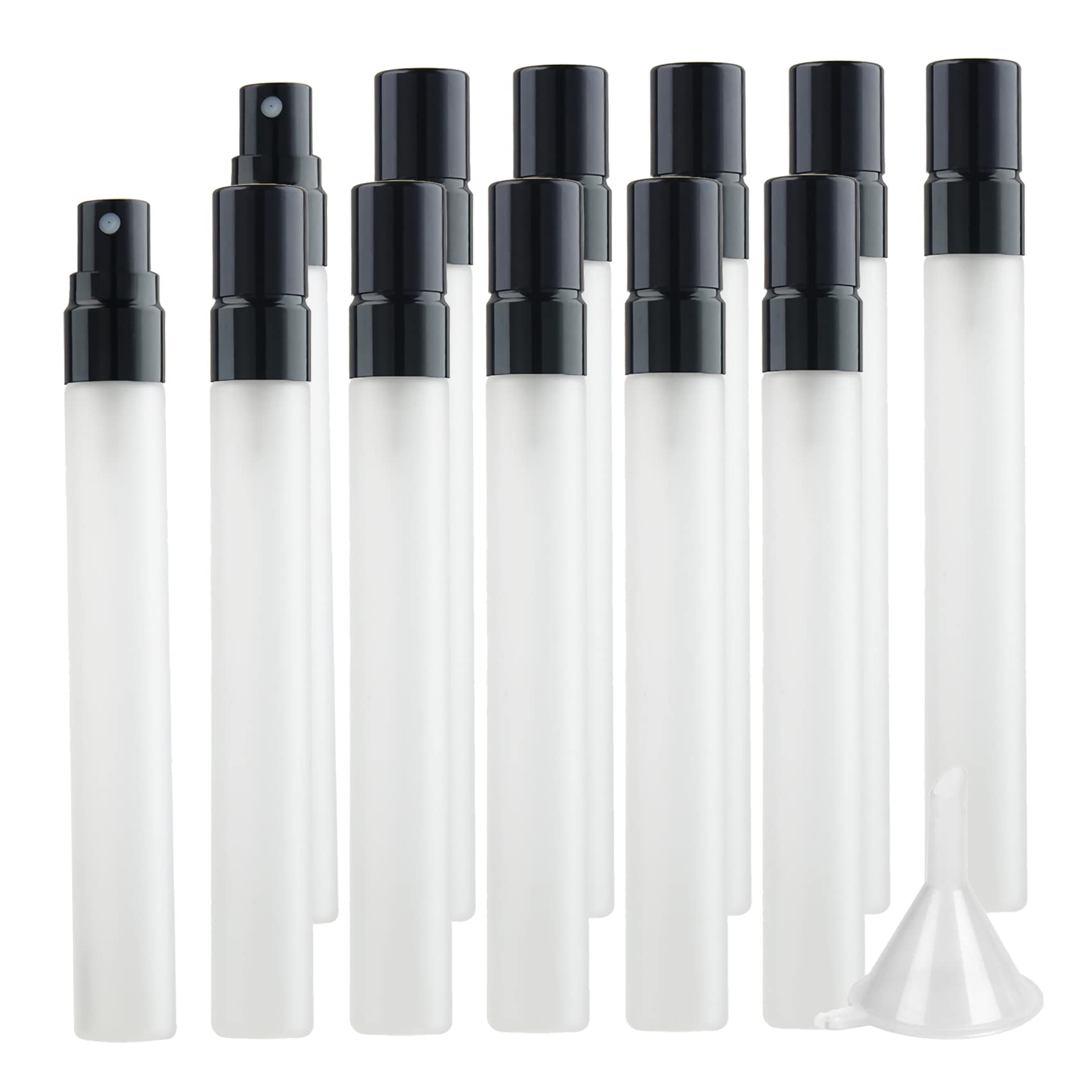 48 Pezzi 10ml Glassato Trasparente Vetro flacone con Nero spray Perfume Porta Profumo in Vetro Piccolo Flacone Spray per Nebbia Portatile, Bottiglia di Profumo, Cosmetica, Viaggio