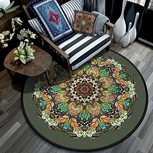 WLW Mandala Simple Nordic Mat Salon Zone TapisChambre De Chevet Chaise De Ordinateur De Prière Cristal De Velours Impression Antidérapante Tapis 100 * 100cm D- 200cm in Diameter