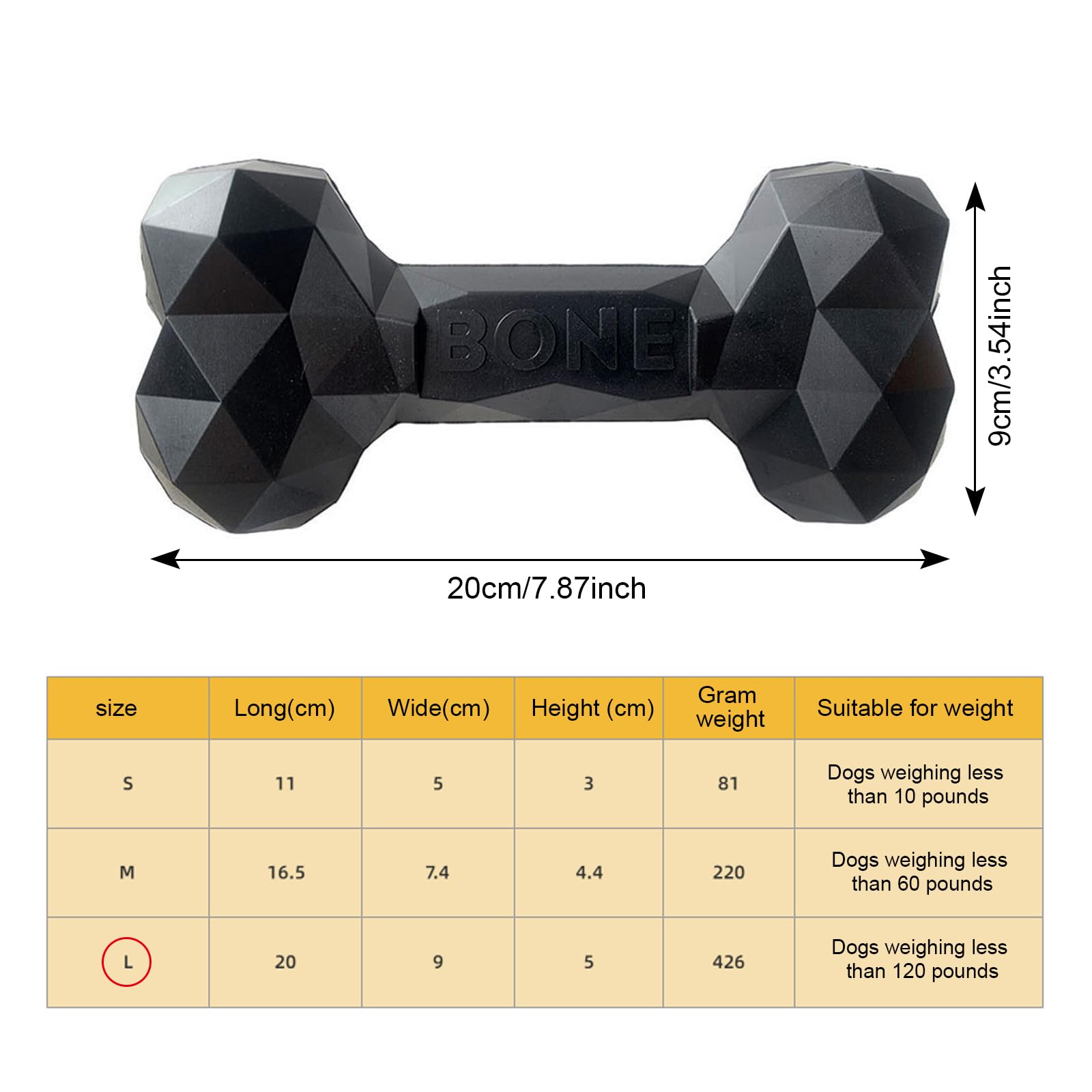 SAVOSWEET Dog Toys Chew Bone, Teething Bone Dog Toy, Black Rubber Bone Dog Chew Toy for Large Dogs Within 60 Kg, Dog Toy Teeth Cleaning - Image 3