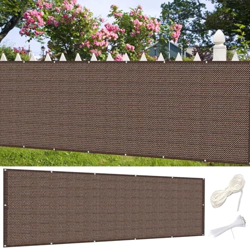 Brise vue 65x470 cm marron pour balcon avec œillets et attaches