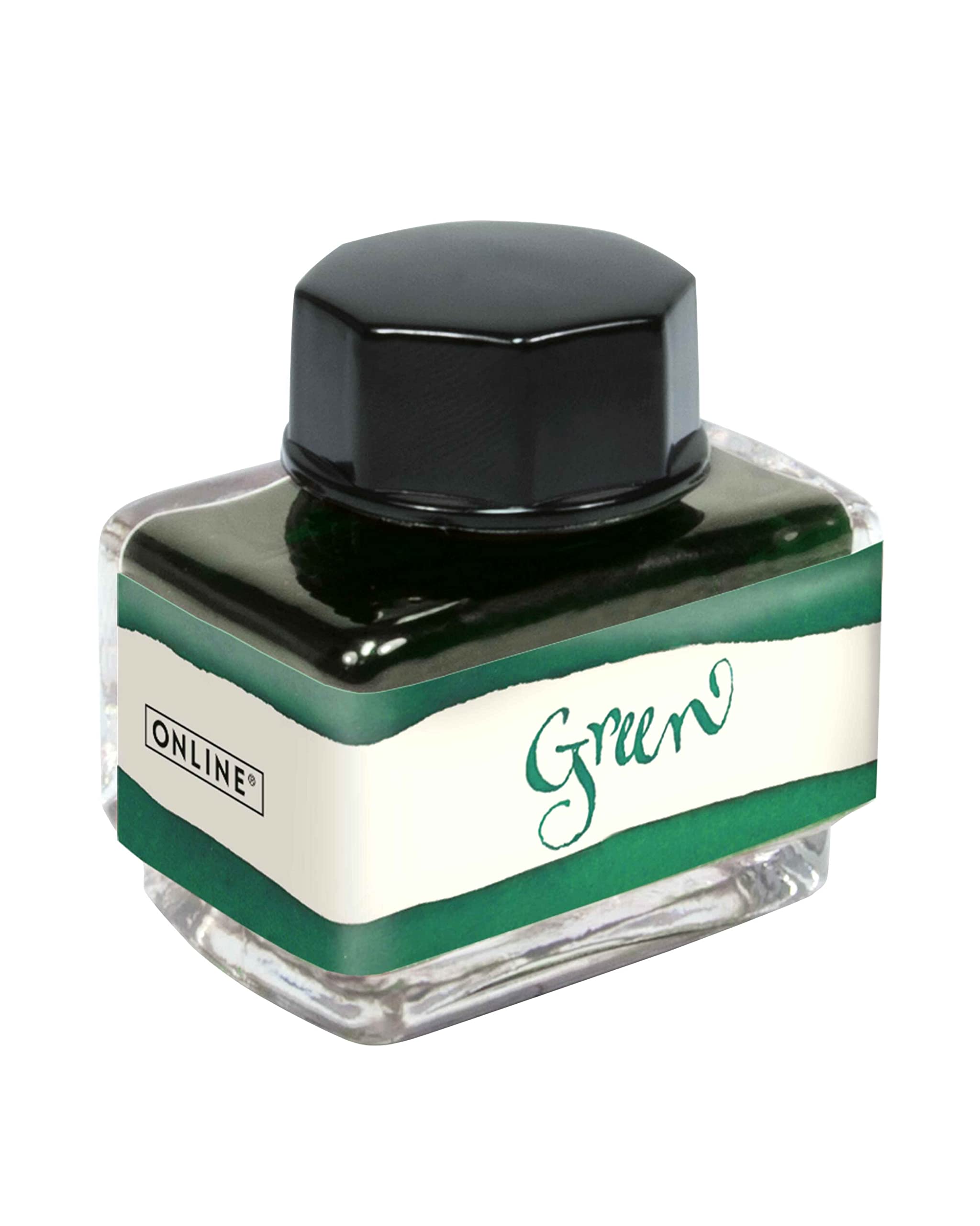 ONLINE Ink Green, Ink Bottle 15 ml, Colourful Fountain Ink for Calligraphy, Handlettering, Writing Ink, Ink Bottle for Converter, Waterbased Ink