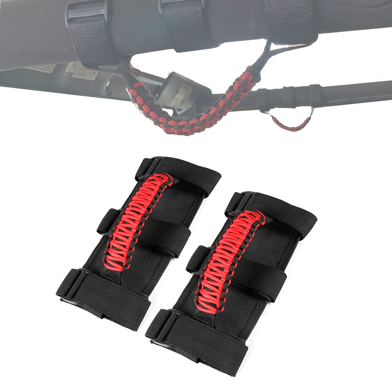 Jade OnlinesGrab Handles for Roll Bar Jeep Wrangler YJ TJ JK JL JLU JT Sports Sahara Gladiator Freedom Rubicon X & Unlimited 1987-2021, Grip Premium roll-Cages Paracord Handle