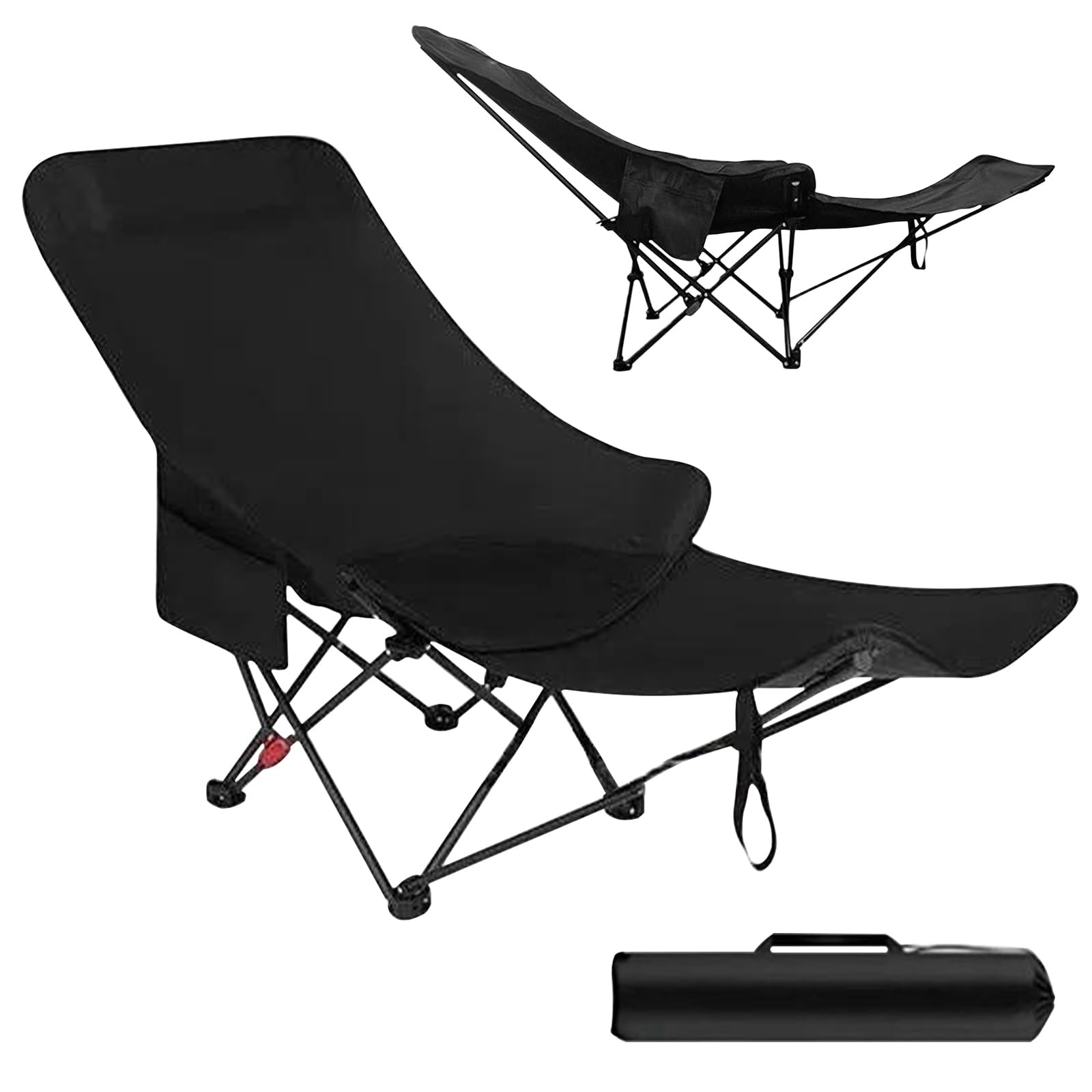 URbazaar Camping Chair, Beach Chair Reclining Camping Lounge Chair Outdoor Lounges Chairs 3- Angles Adjustable Foldable Chair with Removable Footrest and Storage Bag, Up to 120KG