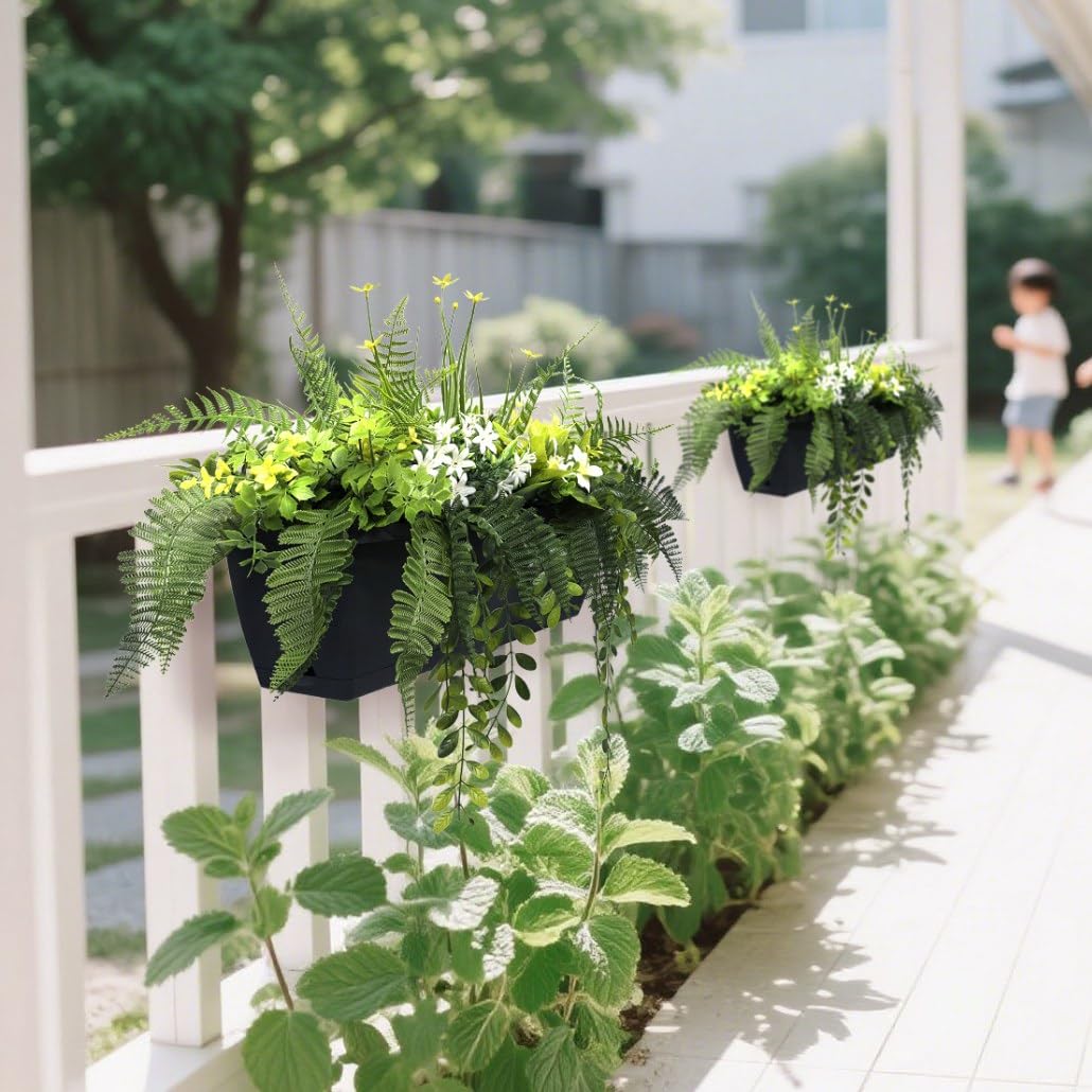 BONERVA Balconera Artificial para balcón Jardinera Colgante Floral con macetero 50x20 cm para Ventana y terraza Uso Exterior Resistente a la Intemperie Ideal viviendas y Locales sin Mantenimiento