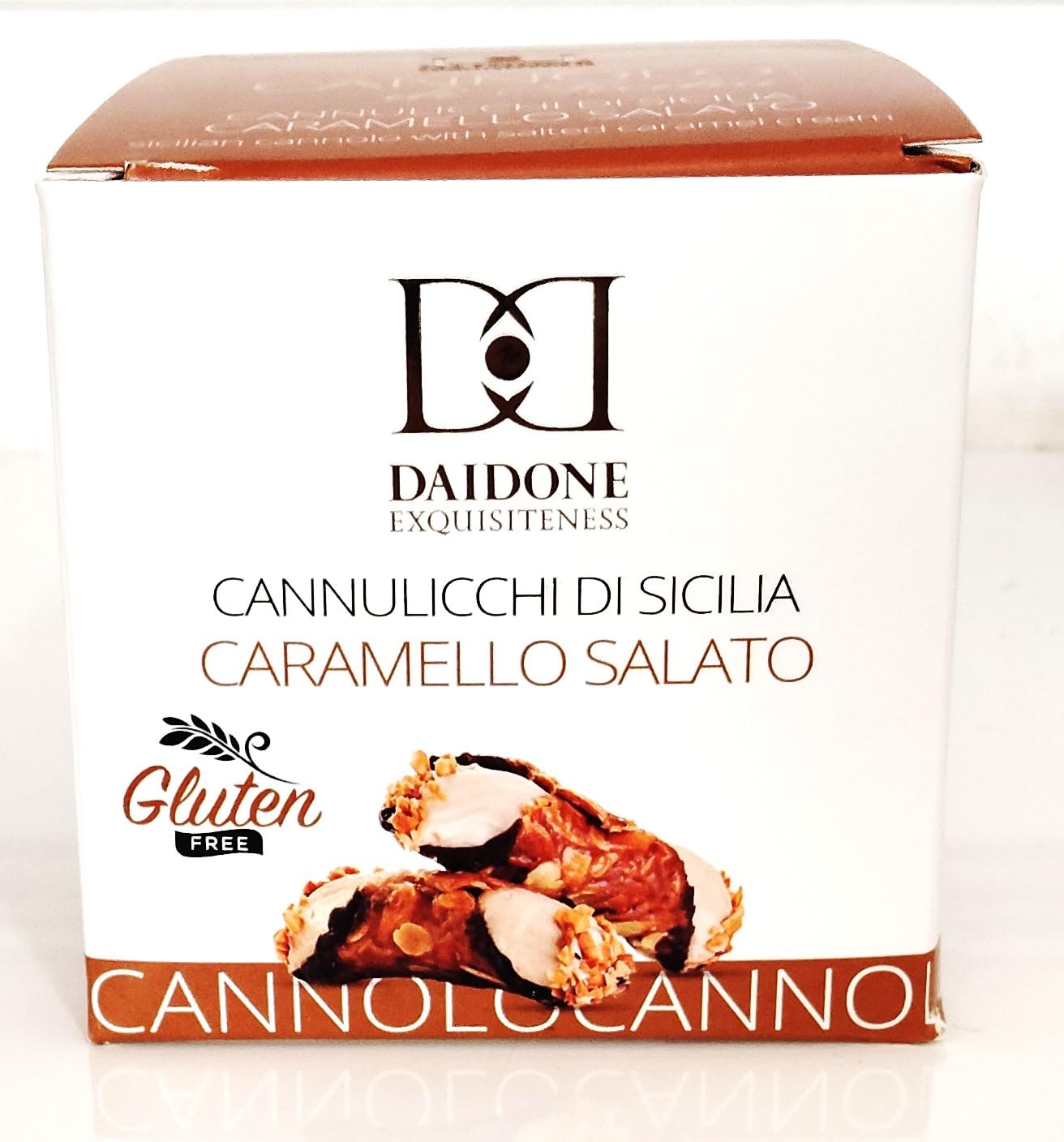 18 Cannoli Salzkaramell aus Sizilien einzelverpackt, bestehent aus einer Mandelkrokantrolle gefüllt mit einer feinen Salzkaramellcreme, ca. 675 g