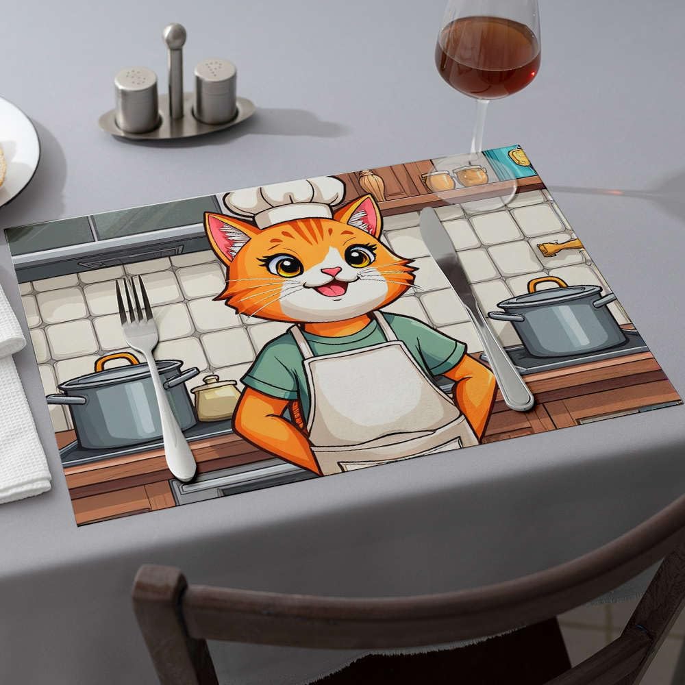 Set de table anti tache chat cuisinier pour protéger vos meubles avec élégance